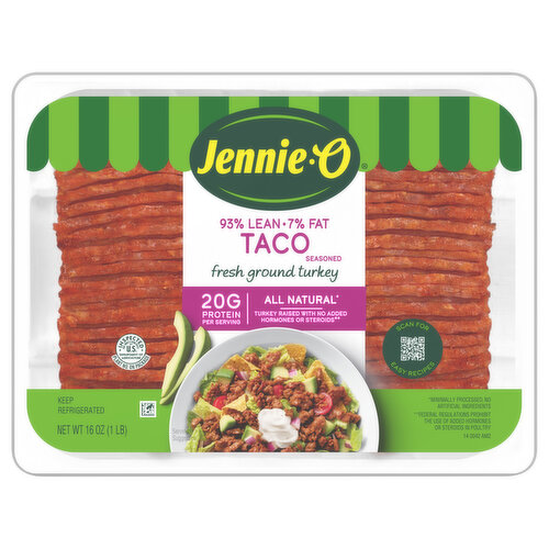 Jennie-O Turkey, Ground, 93%/7%, Fresh, Taco Seasoned