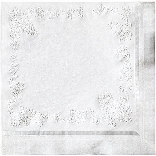 2 ply white embossed lunch napkin 6.5" folded