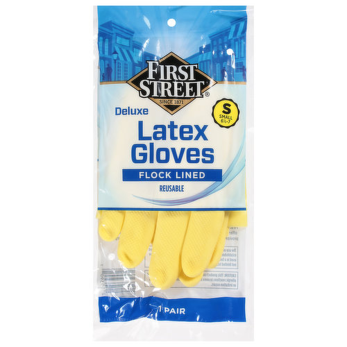 Flocklined Latex Dishwashing Style Rubber Gloves