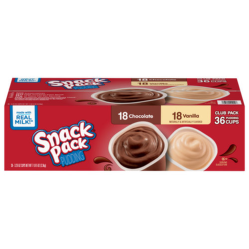 Snack Pack Pudding, Chocolate/Vanilla, Club Pack