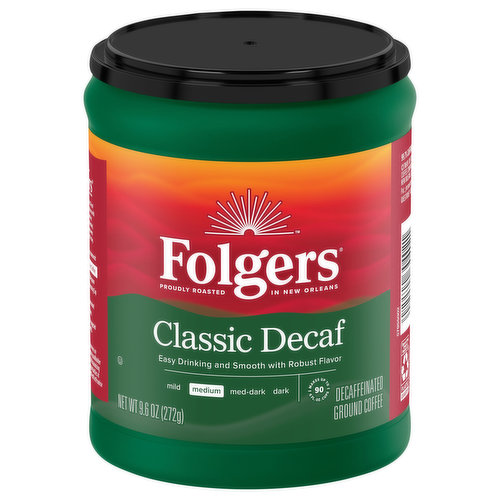 Folgers Coffee, Ground, Medium, Classic Decaf, Decaffeinated