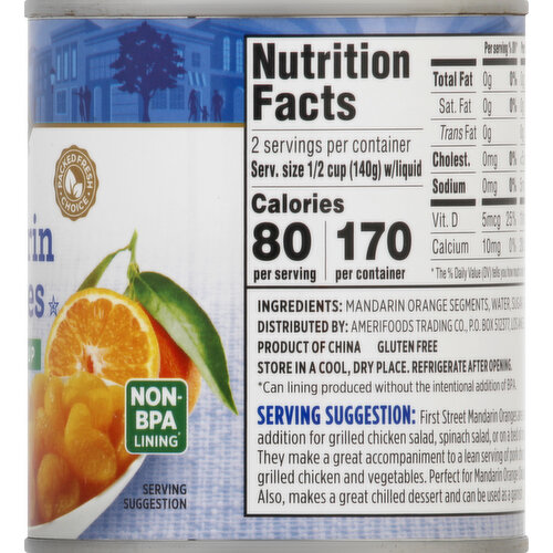 First Street Mandarin Oranges, in Light Syrup, Whole Segment