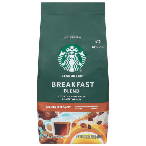 Starbucks Coffee, 100% Arabica, Ground, Medium Roast, Breakfast Blend