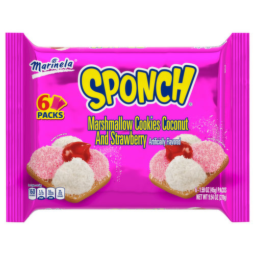 Marinela Marinela Sponch Marshmallow Cookies with Coconut and Strawberry, 6 count, 9.54 oz