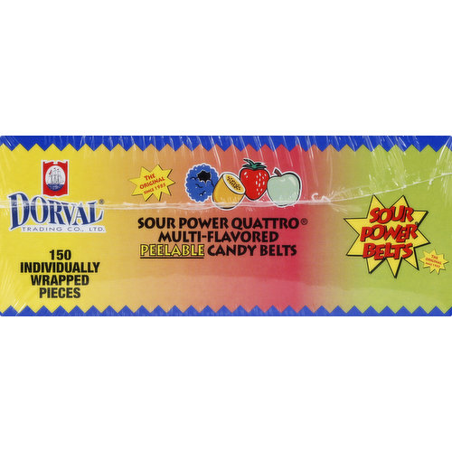 Dorval Candy Belts, Peelable, Sour Power Quattro, Multi-Flavored