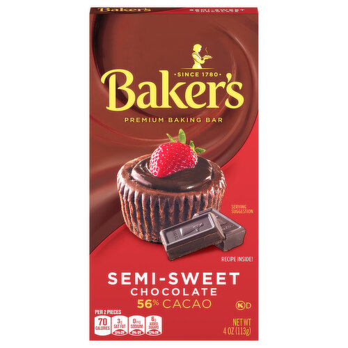 Baker's Baking Bar, Premium, Semi-Sweet Chocolate