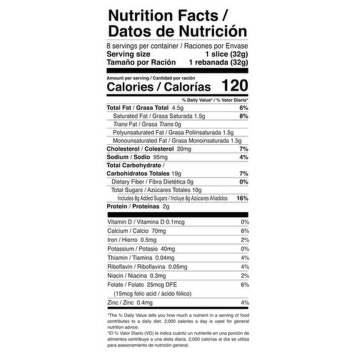 Bimbo Plain Pound Cake with Raisins, 9.88 oz