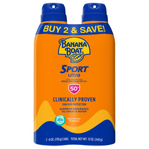 Banana Boat Sunscreen Spray, Clear, Broad Spectrum SPF 50+