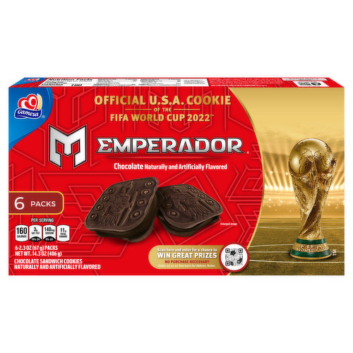 Emperador Sandwich Cookies, Chocolate, 6 Pack