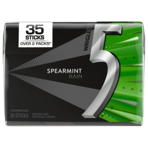 5 Gum, Sugarfree, Spearmint Rain