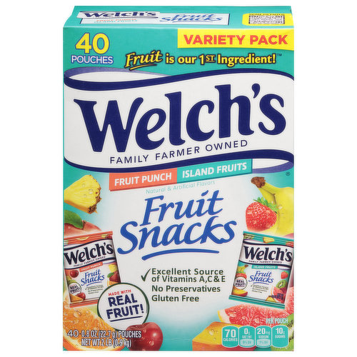 Welch's Fruit Snacks, Fruit Punch/Island Fruits, Variety Pack