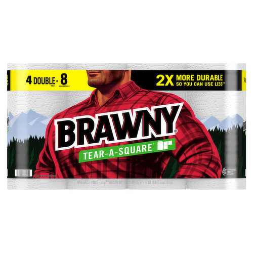 BRAWNY Paper Towels, Tear-A-Square, 2-Ply