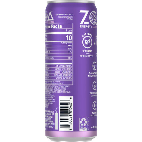 ZOA Energy Drink Frosted Grape Single