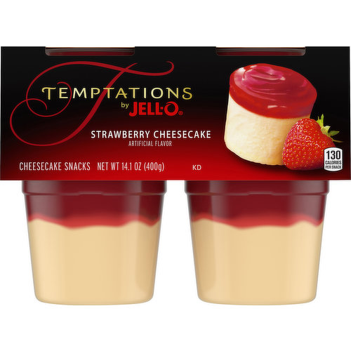 JELL-O Temptations Ready to Eat Strawberry Cheesecake Pudding Snack