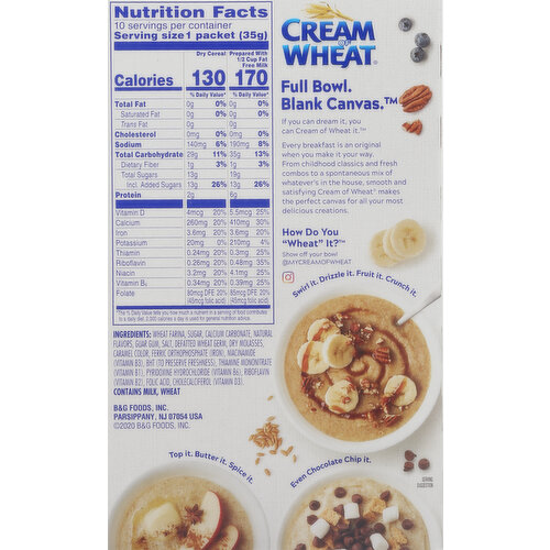 Cream of Wheat Instant Hot Cereal, Maple & Brown Sugar