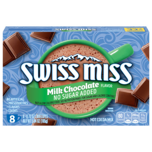 Swiss Miss No Sugar Added Milk Chocolate Flavored Hot Cocoa Mix