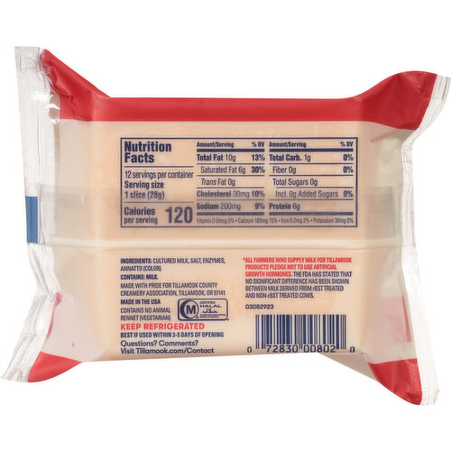 Tillamook Cheese Slices, Farmstyle, Sharp Cheddar