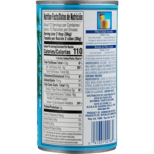 Goya Cream of Coconut, Coco