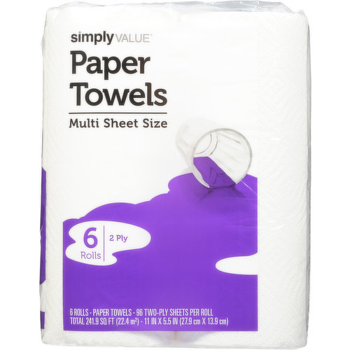 Simply Value Paper Towels, Multi Sheet Size, 2 Ply
