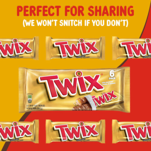 Twix TWIX Caramel Chocolate Cookie Candy Bar Bulk Pack, 10.74 oz (Pack of 6)
