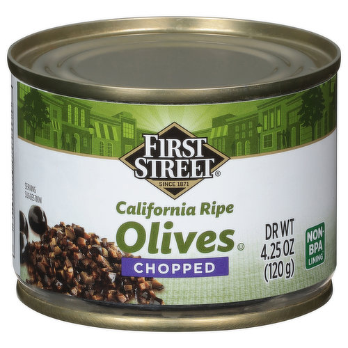First Street Olives, Chopped, California Ripe