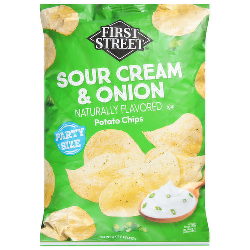 First Street Potato Chips, Sour Cream & Onion, Party Size