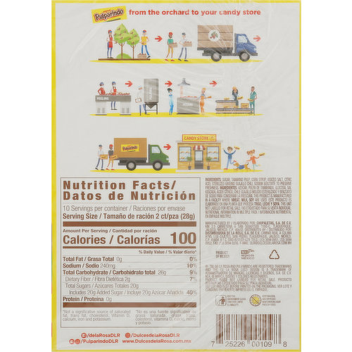 Pulparindo Tamarind Bar, with Real Fruit, Original