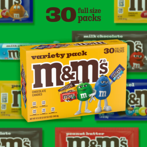 M&M'S Chocolate Candy Variety Assortment, 47.4 Oz, 30 Ct