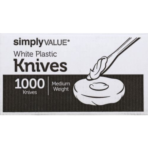 Simply Value Knives, White Plastic, Medium Weight