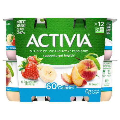 Activia Yogurt, Nonfat, Strawberry Banana/Peach