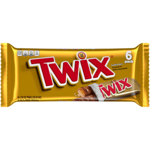Twix Cookie Bars, Caramel & Milk Chocolate, 6 Pack