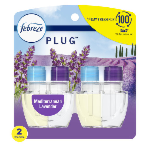 Febreze Febreze PLUG Air Freshener, Mediterranean Lavender, (2) .87 oz Oil Refills