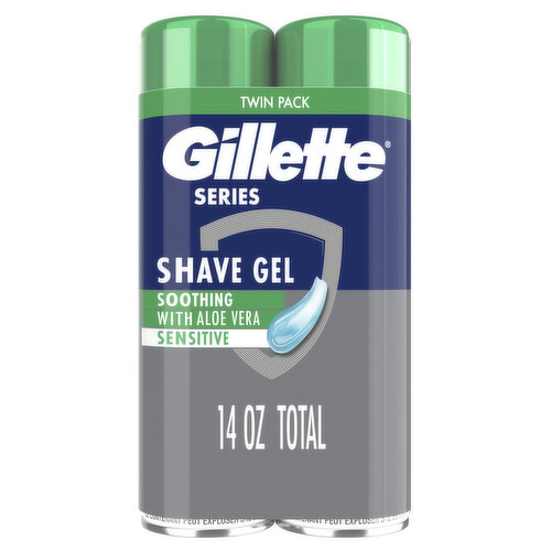 Gillette Series Soothing Shave Gel for men with Aloe Vera, Twin Pack