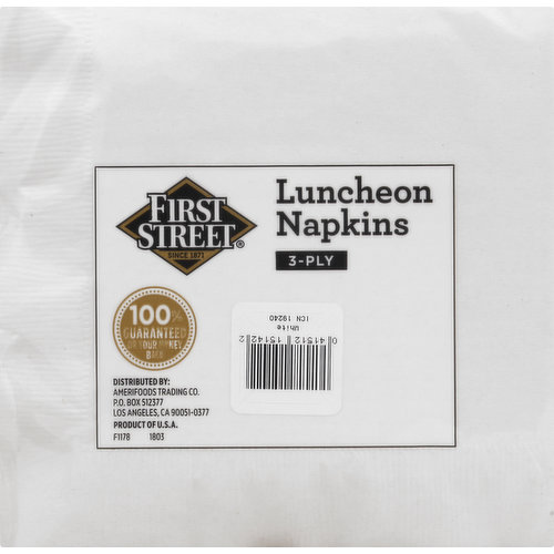First Street Napkins, Luncheon, White, 3-Ply