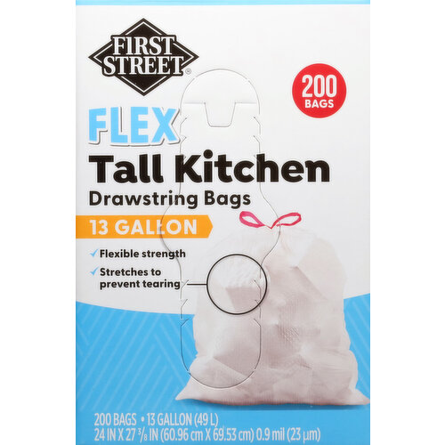 First Street Flex Kitchen 13 Gallon Tall Drawstring Bags