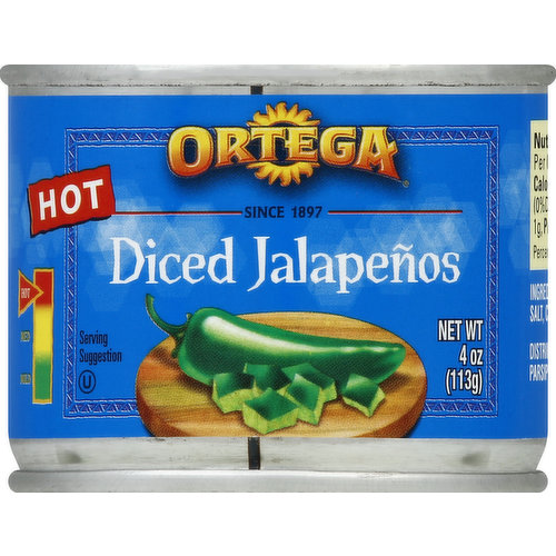 Ortega Jalapenos, Hot, Diced