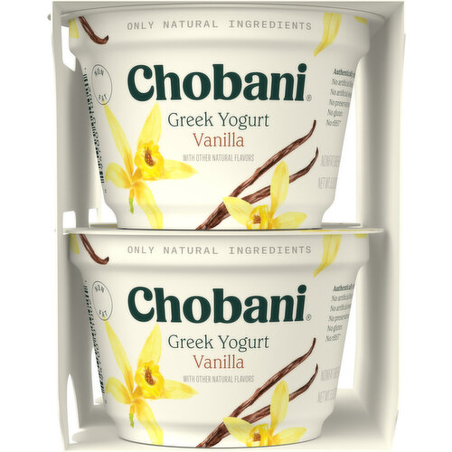 Chobani Yogurt, Greek, Nonfat, Vanilla, Value 4 Pack