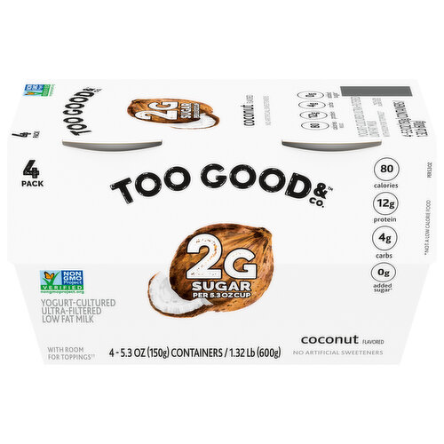 Too Good & Co. Yogurt, Coconut Flavored, Ultra-Filtered, Low Fat
