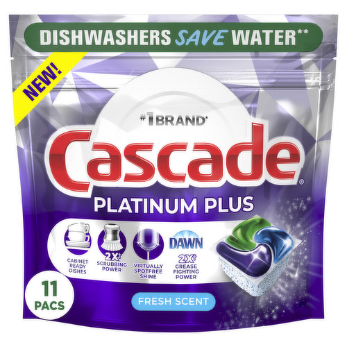 Cascade Platinum Plus Dishwasher Pods, 11 Count