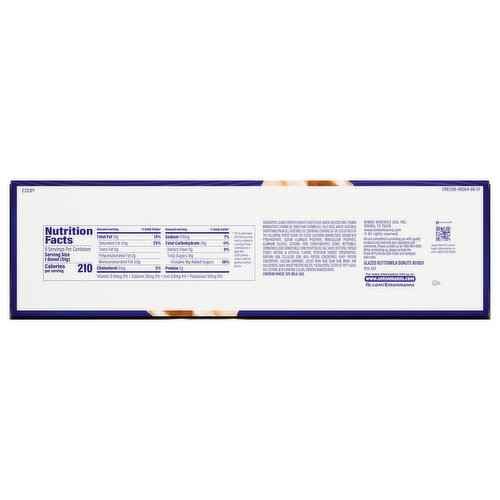 Entenmann's Glazed Buttermilk Donuts, 8 count, 14.5 oz