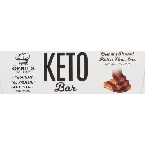 Genius Gourmet Keto Bar, Creamy Peanut Butter Chocolate