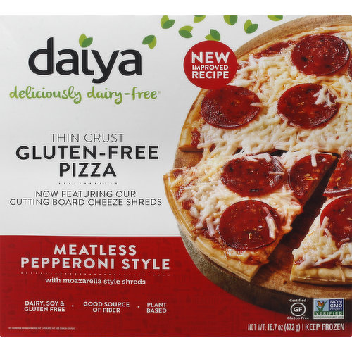 Daiya Pizza, Gluten-Free, Thin Crust, Meatless Pepperoni Style
