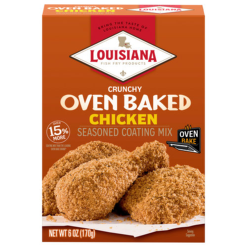 Louisiana Fish Fry Products Seasoned Coating Mix, Chicken, Crunchy, Oven Baked
