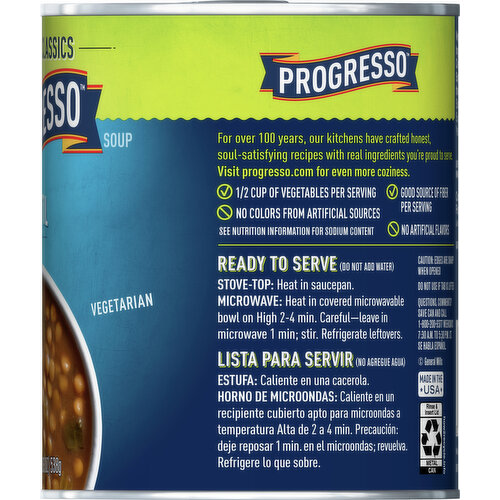 Progresso Soup, Lentil, Vegetable Classics