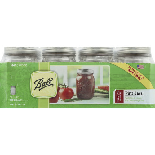 Ball Mason Jars, Pint, Regular Mouth