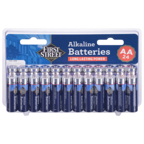 First Street Batteries, Alkaline, AA, 1.5V, 24 Pack