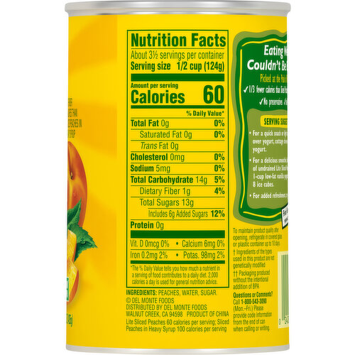 Del Monte Lite Sliced Peaches