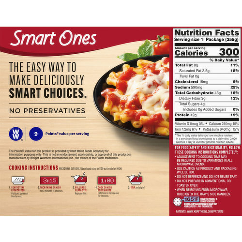 Smart One Ziti Marinara, Three Cheese