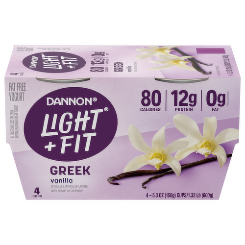 Dannon Light and Fit Greek Yogurt Vanilla, Fat Free, Greek