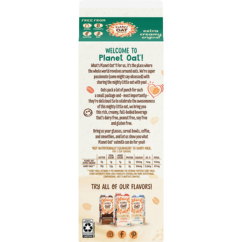 Planet Oat Oatmilk, Extra Creamy, Original